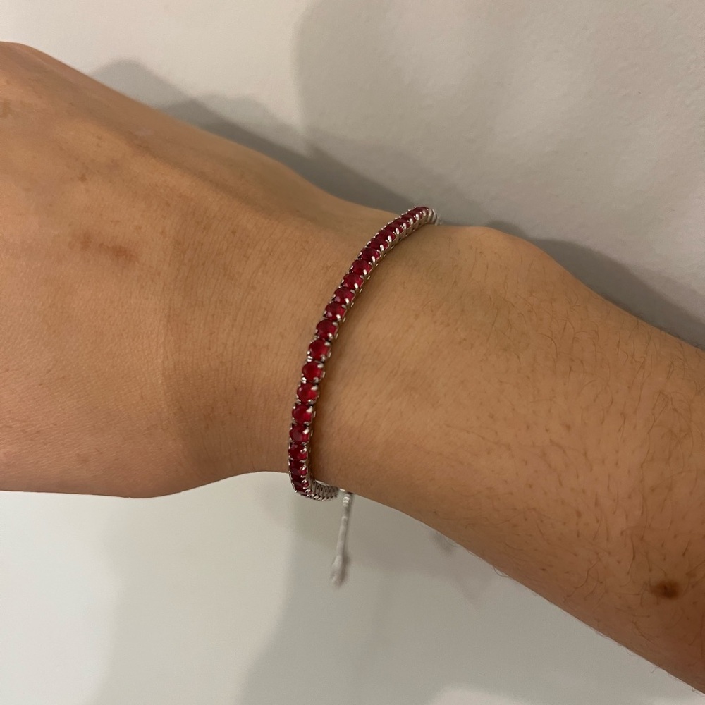 Silver and Pinkish Red Tennis Bracelet